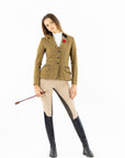 Competition Tights- Stone with Brown Seat