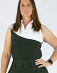 Elite Tank-Snow White and Olive Green