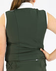 Elite Tank-Snow White and Olive Green
