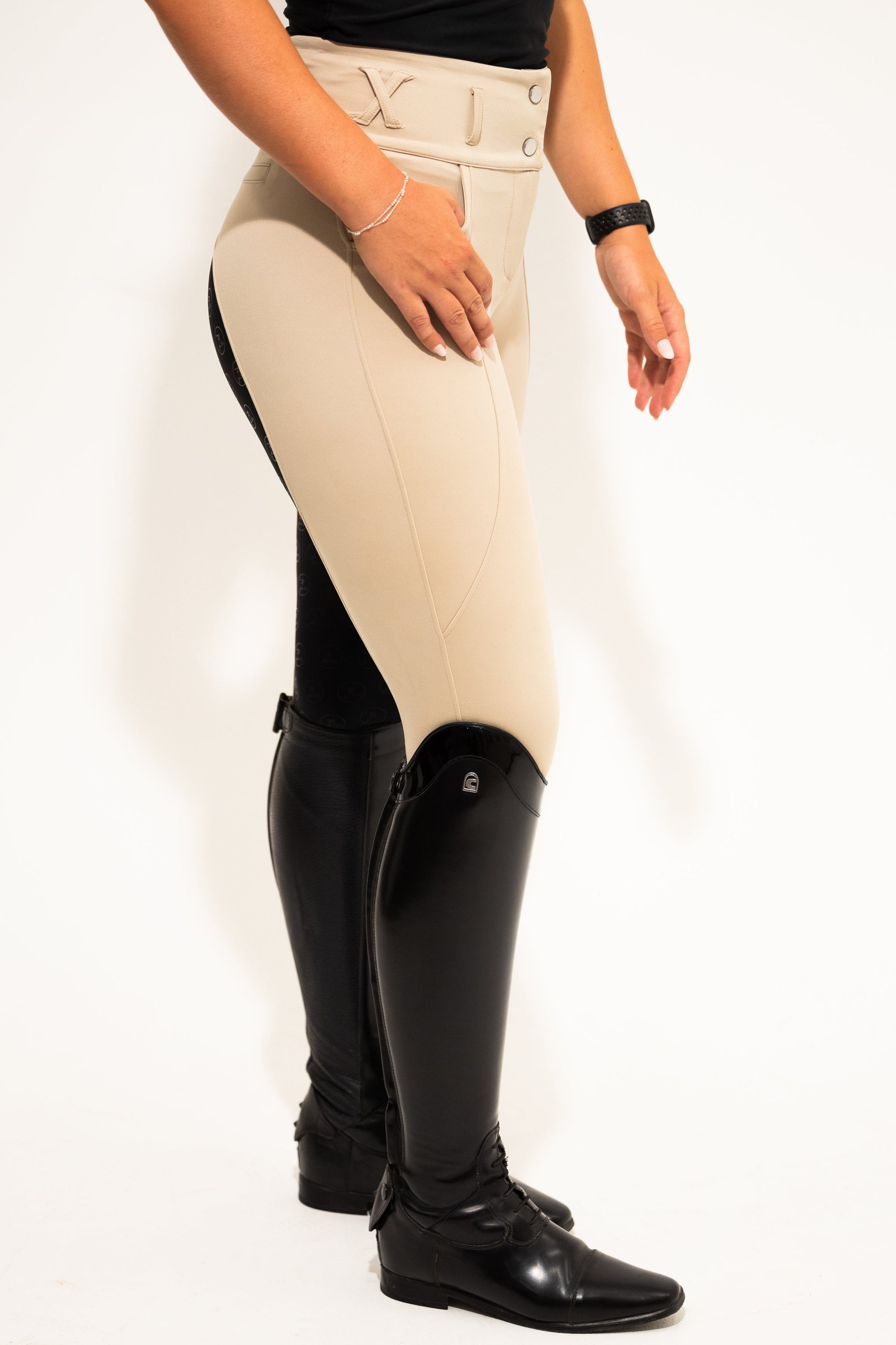 Competition Breeches-Stone with Black Seat