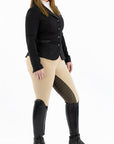 Competition Tights- Stone with Brown Seat