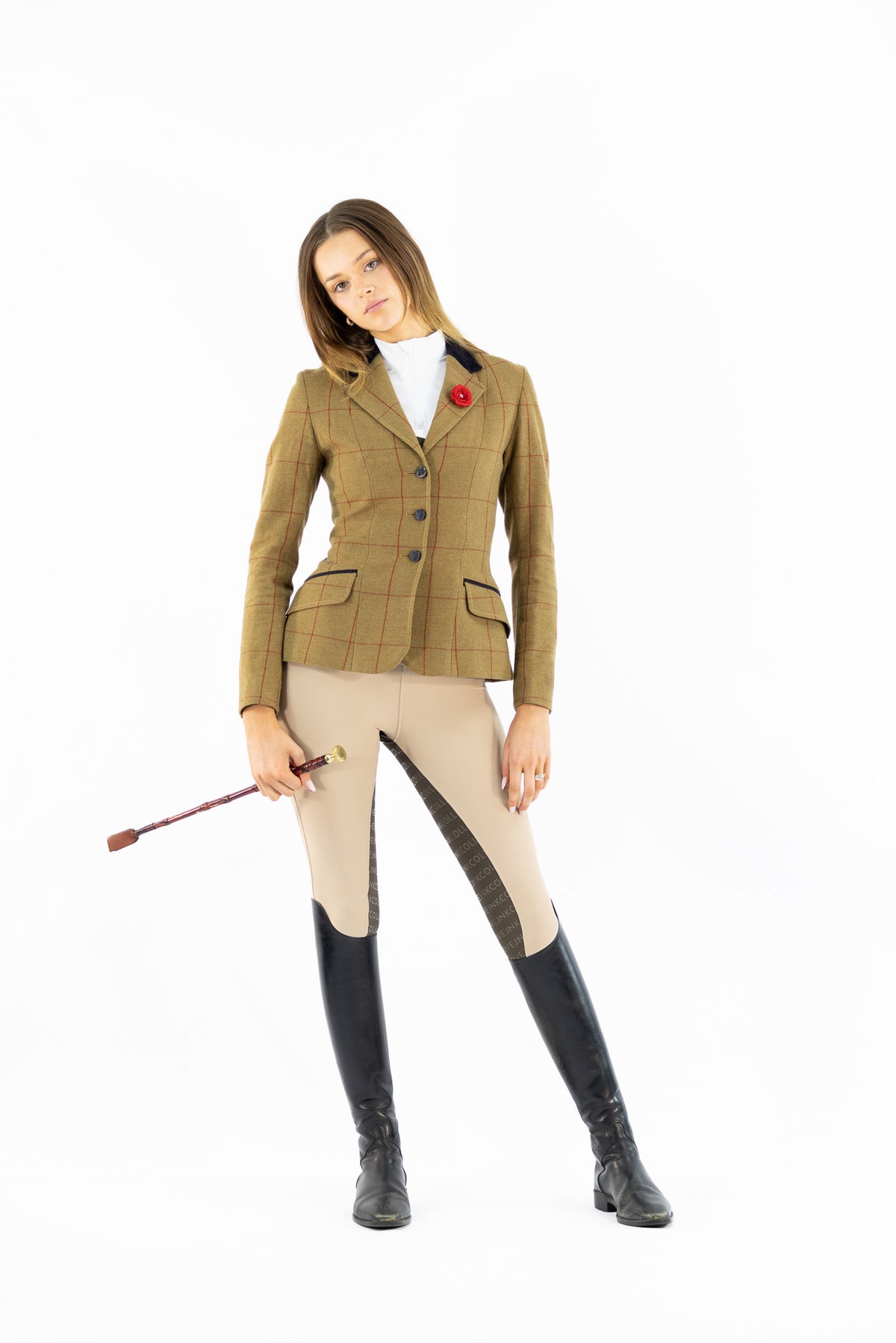 Competition Tights- Stone with Brown Seat