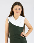 Elite Tank-Snow White and Olive Green