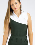Elite Tank-Snow White and Olive Green