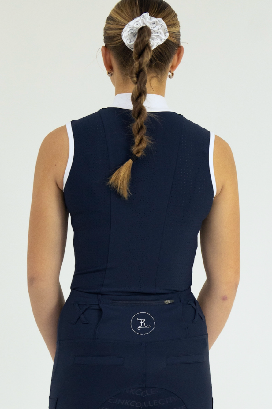 Elite Tank-Snow White and Navy