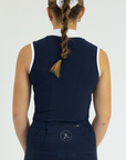 Elite Tank-Snow White and Navy