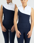 Elite Tank-Snow White and Navy
