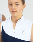 Elite Tank-Snow White and Navy