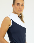 Elite Tank-Snow White and Navy