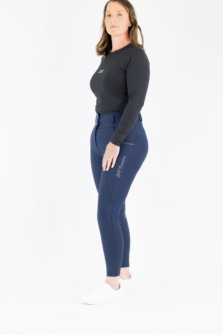 Diamond Hybrid Tights-Navy