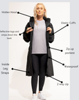 Lightweight Waterproof Long Jacket - Black