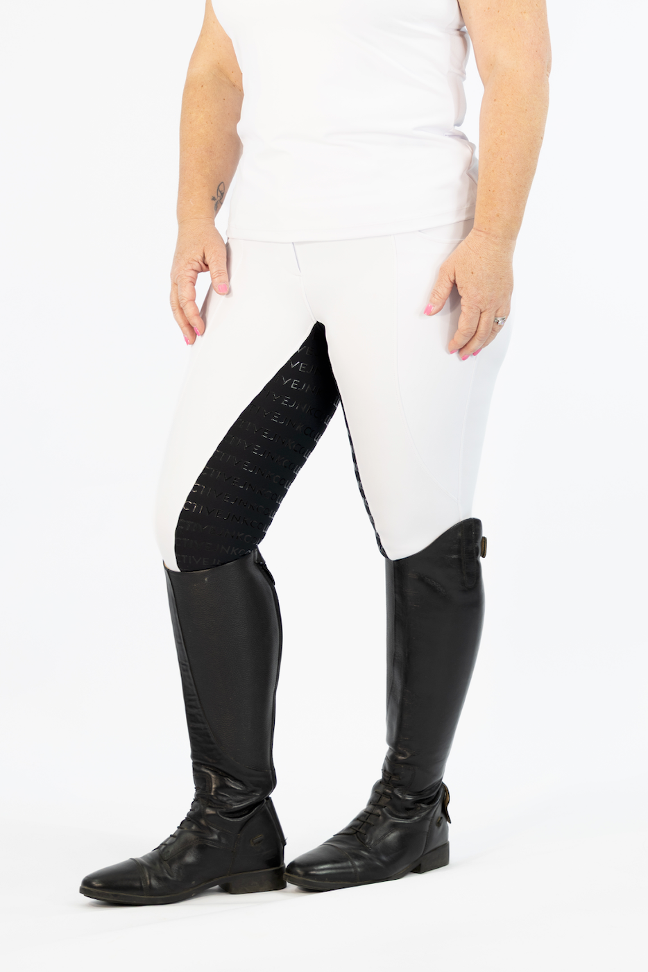 Competition Hybrid Tights- Snow White and Black Seat