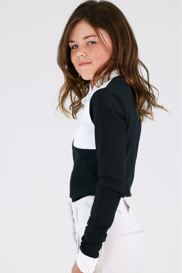 Elite Competition Long Sleeve- Snow White and Black