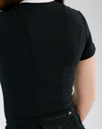 Elite Short Sleeve-Snow White and Black